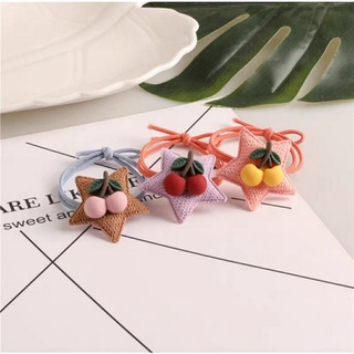 Dây cột tóc ngôi sao len đính cherry nhiều màu