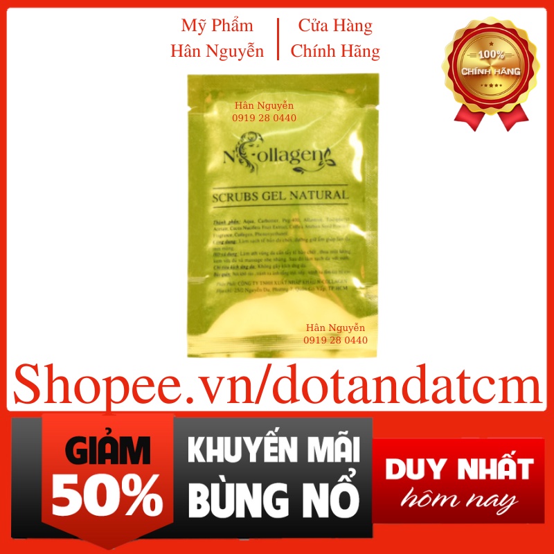 Tẩy da chết giúp sạch da dưỡng trắng giữ ẩm da Ncollagen Hân Nguyễn 10g STTB01