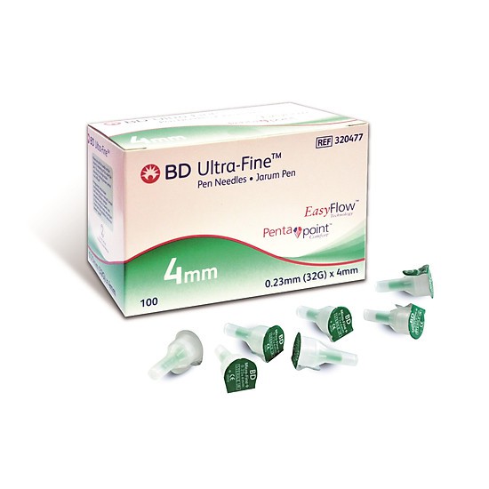 Đầu bút kim tiêm insulin kim chích tiểu đường BD 31G (Kim bánh ú) hộp 100 cái