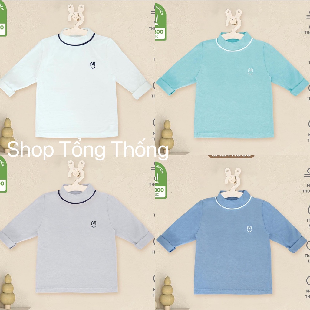 Áo Uala Rogo giữ nhiệt Bamboo cao cấp mềm mịn thấm hút tốt dài tay cổ 3 phân in ngôi sao cho bé trai bé gái 2010 2078