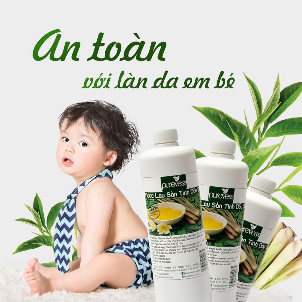 Nước lau sàn hữu cơ Purevess từ tinh dầu thiên nhiên giúp đuổi muỗi và côn trùng 1 lít