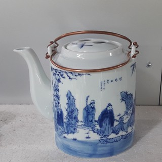 Ấm chén Bát Tràng- Bộ tích trà mem lam  1.5L