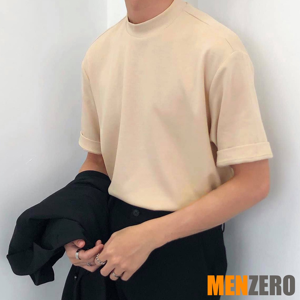 Áo Thun Nam Cotton Cổ Lọ Cao 4 Phân Tay Ngắn | BigBuy360 - bigbuy360.vn