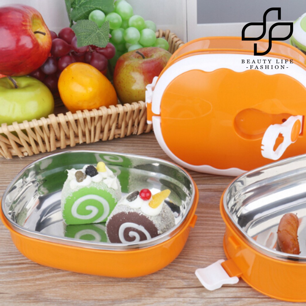 Hộp Đựng Cơm Trưa Giữ Nhiệt Hình Chữ Nhật Bằng Thép Không Gỉ