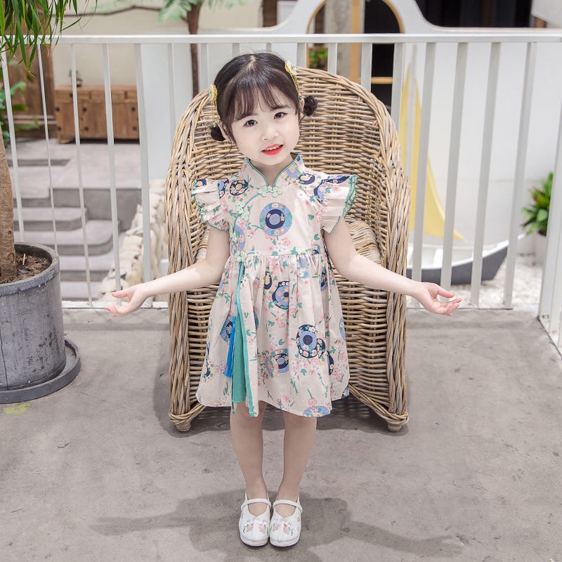 Đầm Sườn Xám Phong Cách Phương Tây Thời Trang Mùa Hè Hàng Mới Dành Cho Bé Gái