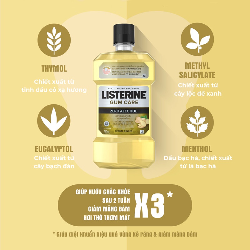 Nước súc miệng giúp nướu chắc khỏe Listerine Gum Care
