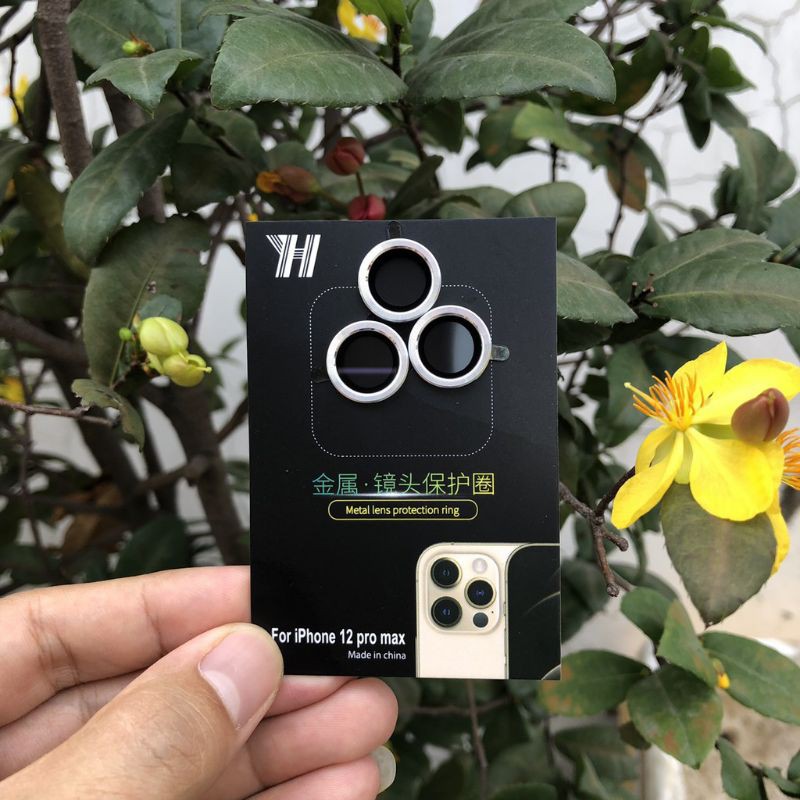 Bộ 3 mắt dán bảo vệ Camera iPhone 14 pro max,13 pro max,13,13 pro,13 mini,12, 12 Pro, 12 Pro Max kính + vành nhôm