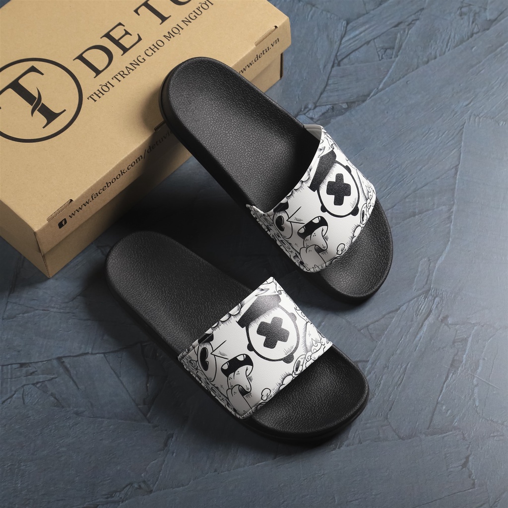 Dép Quai Ngang Unisex DETU DNT20 (Đen/Trắng)