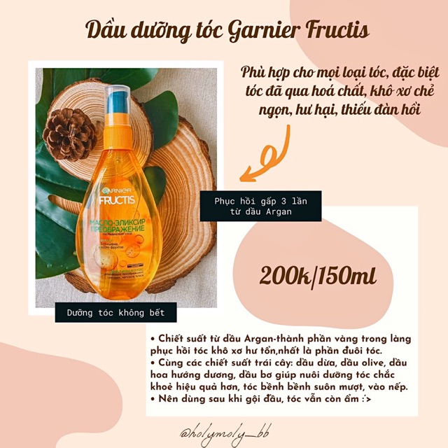 Dầu dưỡng tóc Garnier Fructis giúp phục hồi tóc gấp 3 lần từ dầu Argan