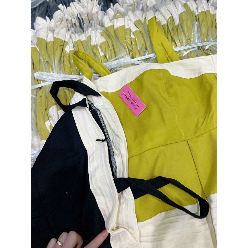 Set bộ đùi pelum áo 2 dây phối màu trằng, set tiểu thư dáng xòe mix quần short phồng đi chơi sang chảnh