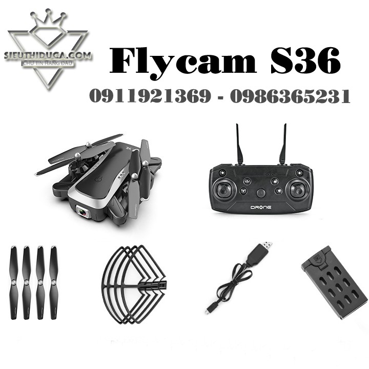 Flycam S36 Trang Bị 2 Camera HD 1080P Pin 2000mAh Bay 18-20 phút