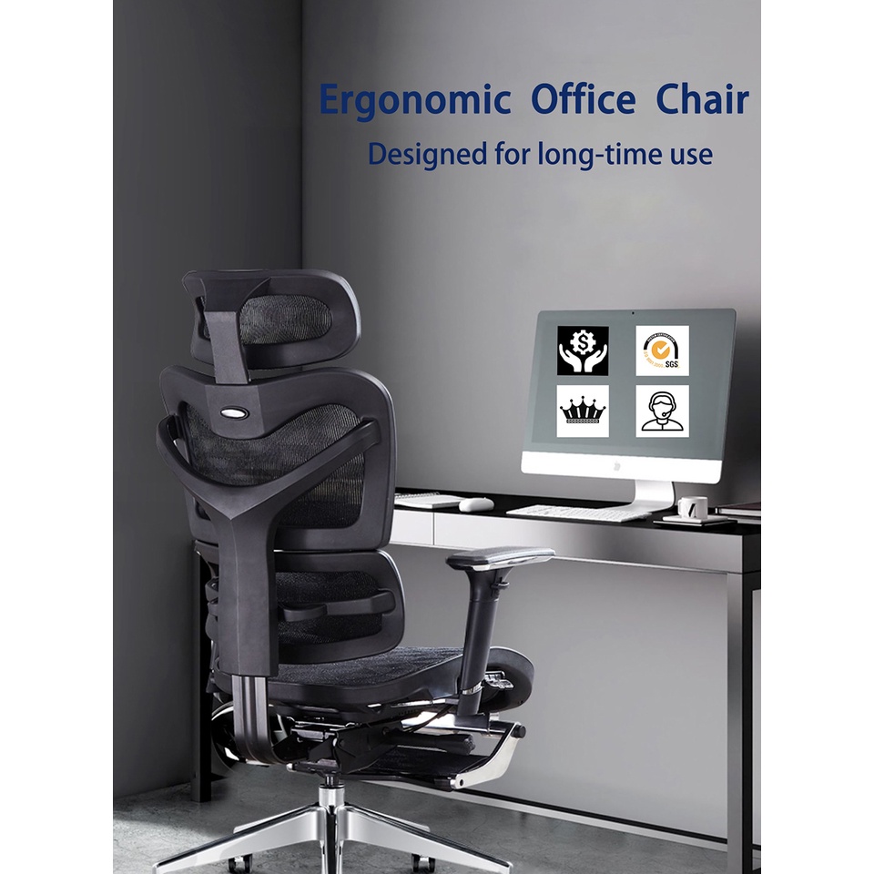 Ghế công thái học Ergonomic GOVI Solo S726A - Tựa đầu tựa tay điều chỉnh,đệm ngồi trượt trước-sau, ngả lưng từ 90-135 độ