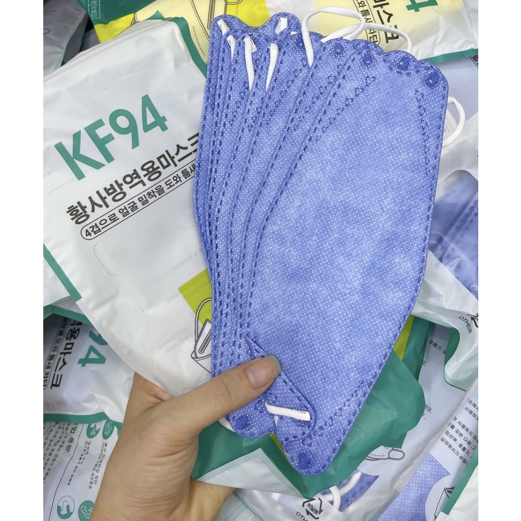 Hàng có sẵn - 10 cái khẩu trang Hàn Quốc KF94 màu tím vàng cam hồng xanh