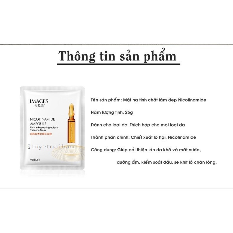 Mặt nạ HA nội địa Trung dưỡng trắng cấp ẩm mịn màng phục hồi trẻ hóa da