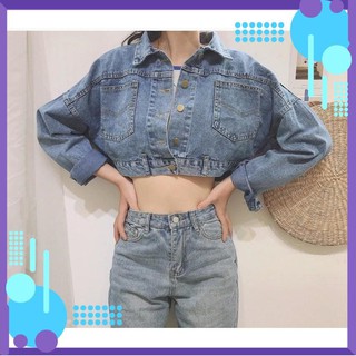 ÁO KHOÁC JEAN NỮ 4 CÚC SAU LƯNG (XANH JEAN) CROPTOP SIÊU HOT 1446