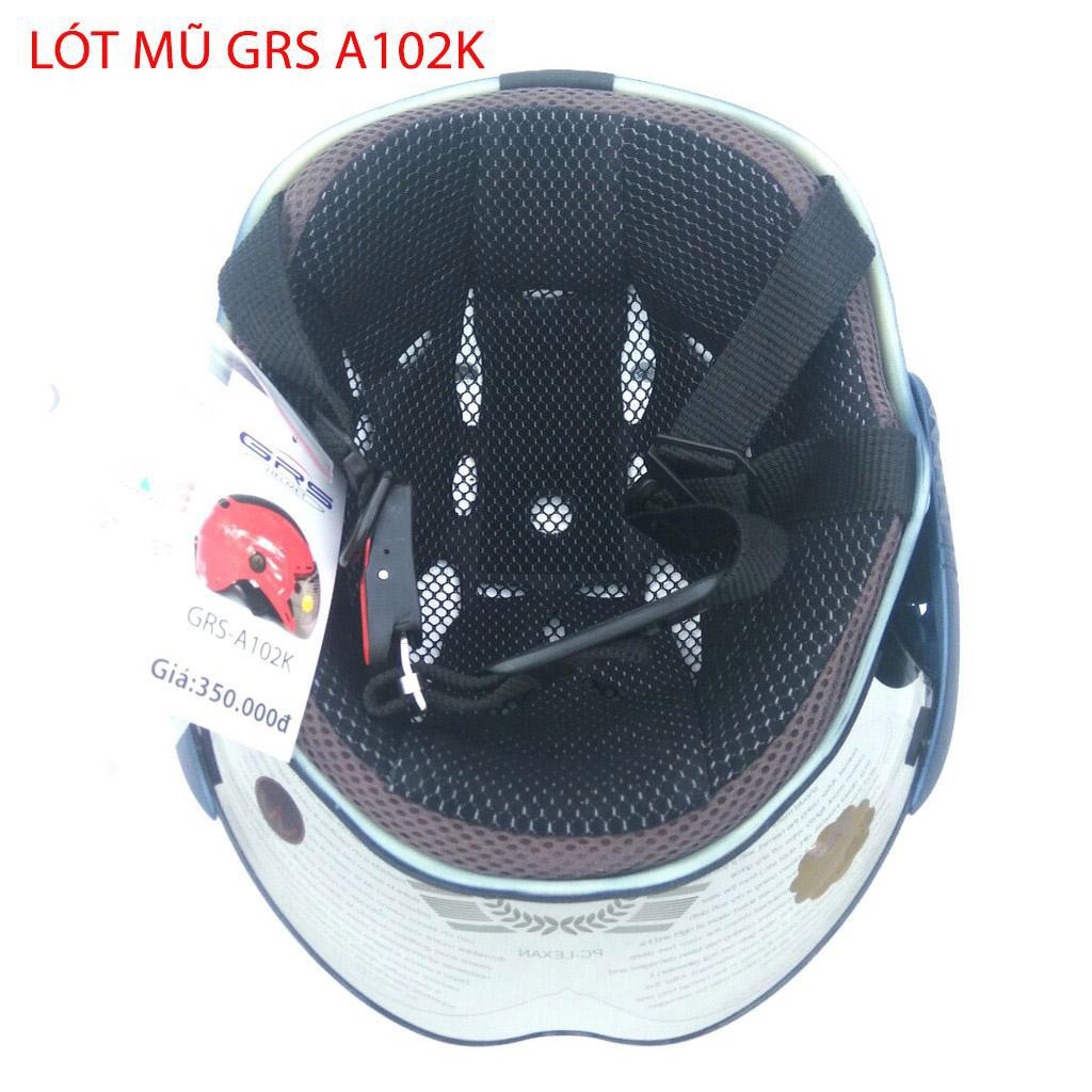 Mũ bảo hiểm nửa đầu GRS A102K màu đen đỏ có kính, cho nam nữ, bảo hành 12 tháng, Thế Giới Mũ