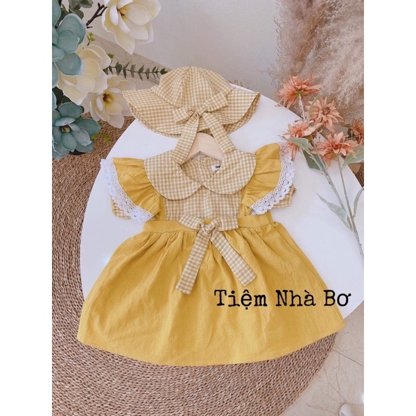 Đầm công chúa bé gái, váy công chúa hồng kèm mũ cực xinh cho bé yêu TNB