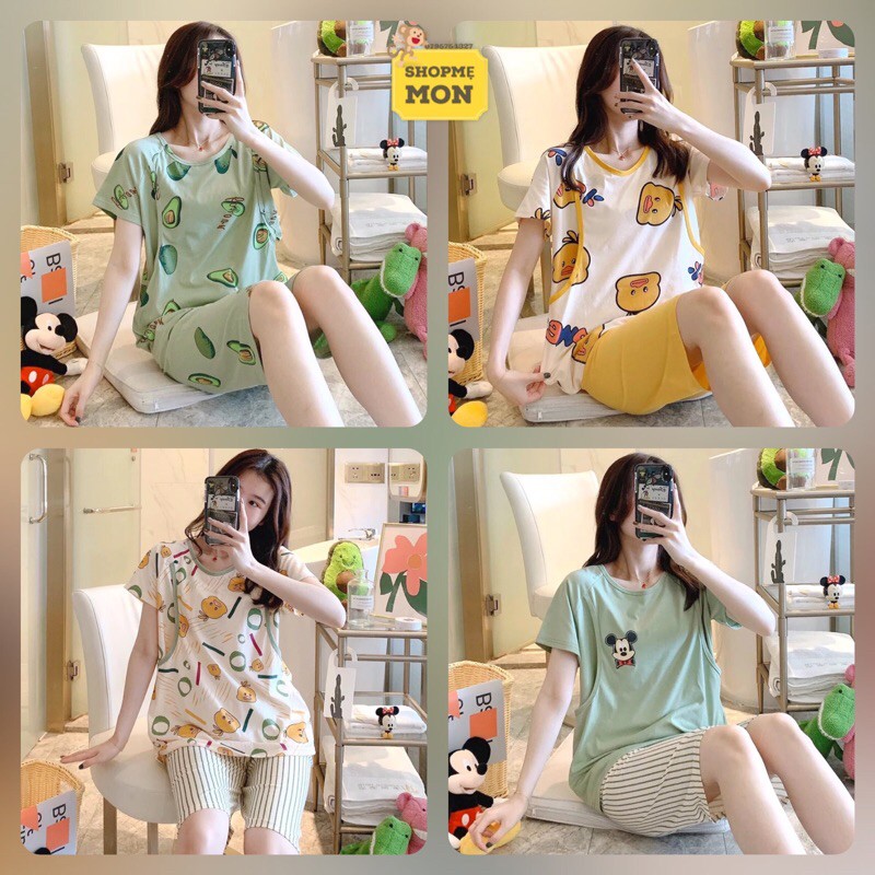 Đồ Bộ Lửng Cho Con Bú Mặc Nhà Bầu và Sau Sinh Chất Cotton Mỏng