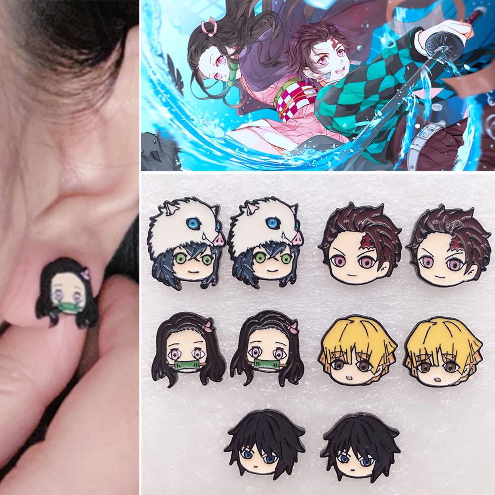 Khuyên Tai Dạng Kẹp Acrylic Hình Anime Demon Slayer 15H Kimetsu No Yaiba Kamado Tanjirou Nezuko Nhật Bản