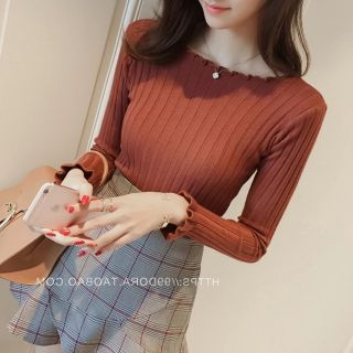 Áo len dài tay cổ bèo (free size)