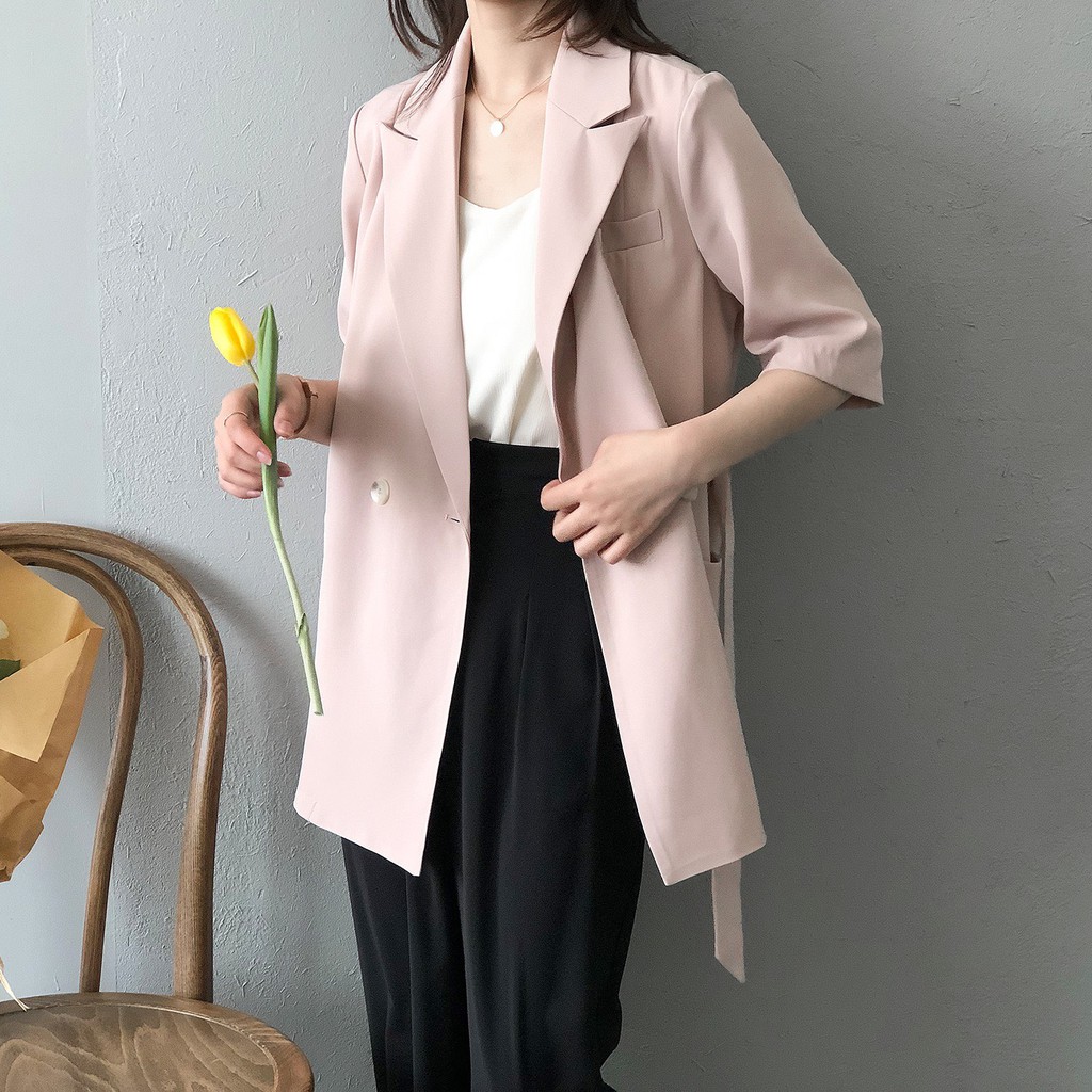 ÁO BLAZER NỮ NGẮN TAY PHỐI DÂY BUỘC EO | BigBuy360 - bigbuy360.vn