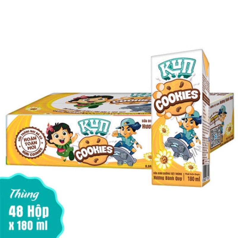 Thùng 48 Hộp Sữa Kun Vị Cookies - 180ml