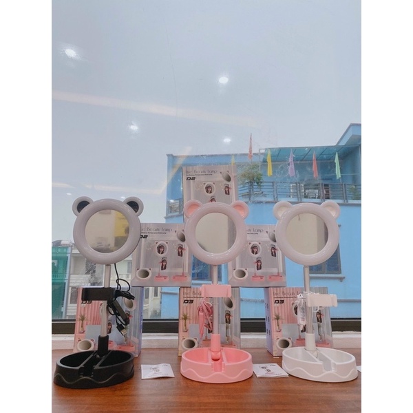 ĐÈN LED LIVESTREAM D2 TÍCH HỢP GƯƠNG TRANG ĐIỂM KÈM GIÁ ĐỠ ĐIỆN THOẠI ĐỂ BÀN CÓ THỂ GẤM GỌN ĐA NĂNG