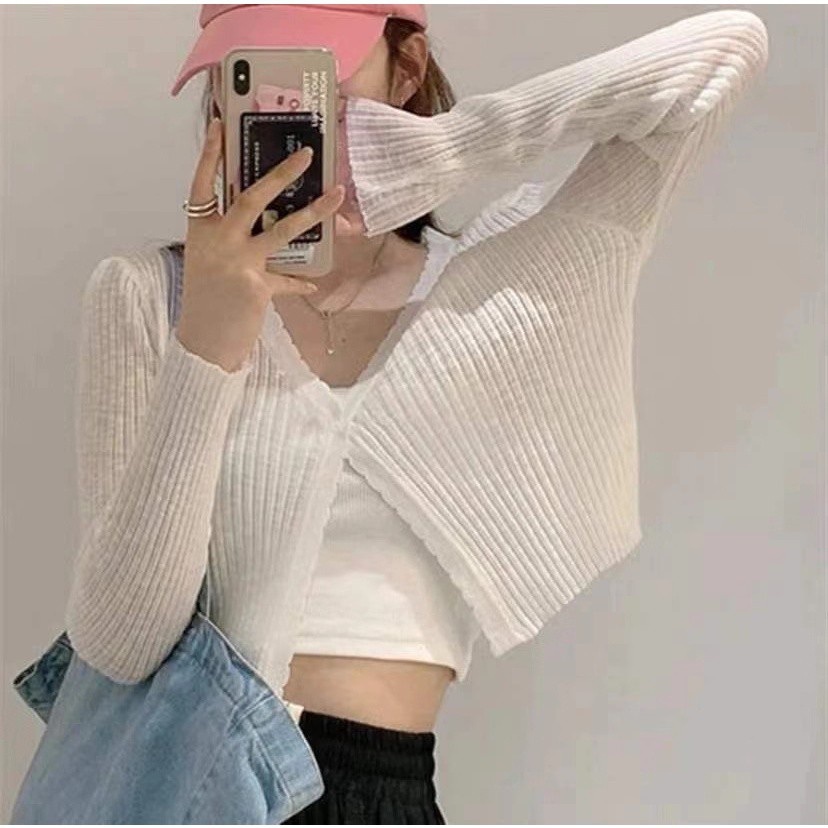 Áo khoác cardigan dệt kim mỏng phong cách cá tính thanh lịch cho nữ