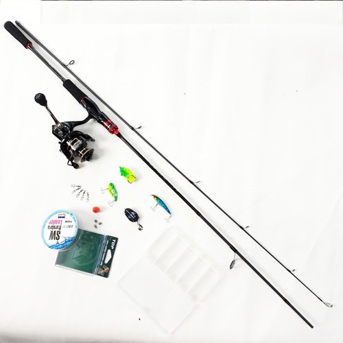 Bộ cần câu cá lure máy đứng Roolfish đầy đủ size + Máy kim loại + dây câu lure + hộp mồi lure B-lu-D01 - cần lure máy đứ