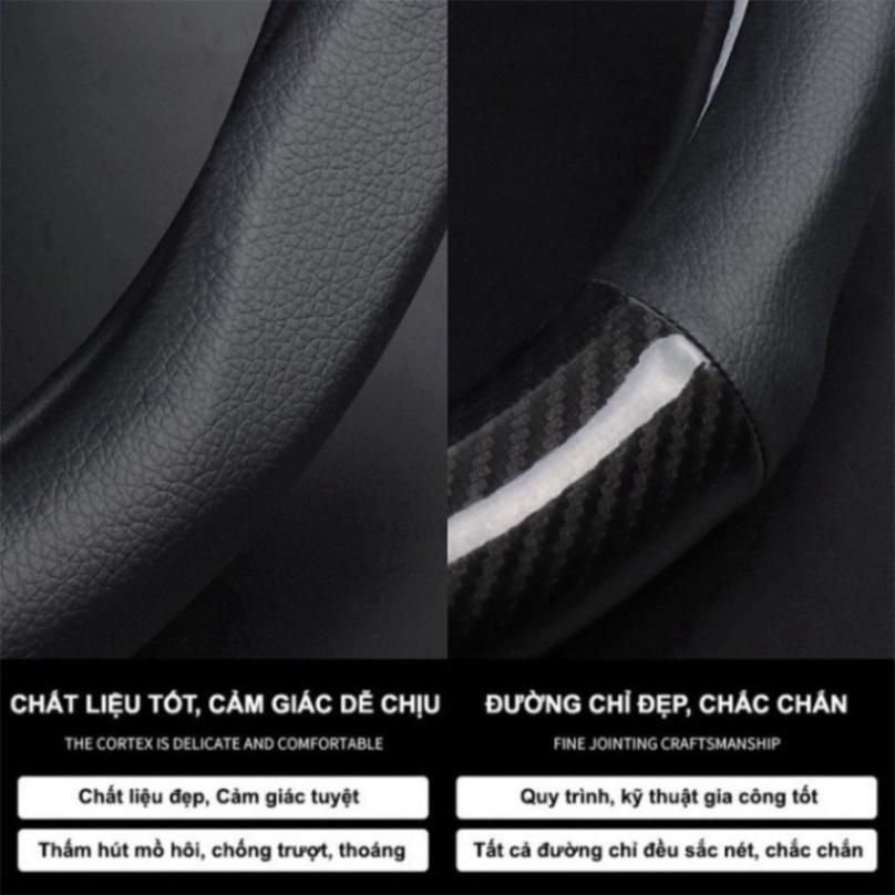 Bọc Da Vô Lăng - Bọc Vô Lăng Cacbon [CAO CẤP] Vừa Cho Xe 4 Chỗ, 7 Chỗ Full Logo Các Hãng Xe