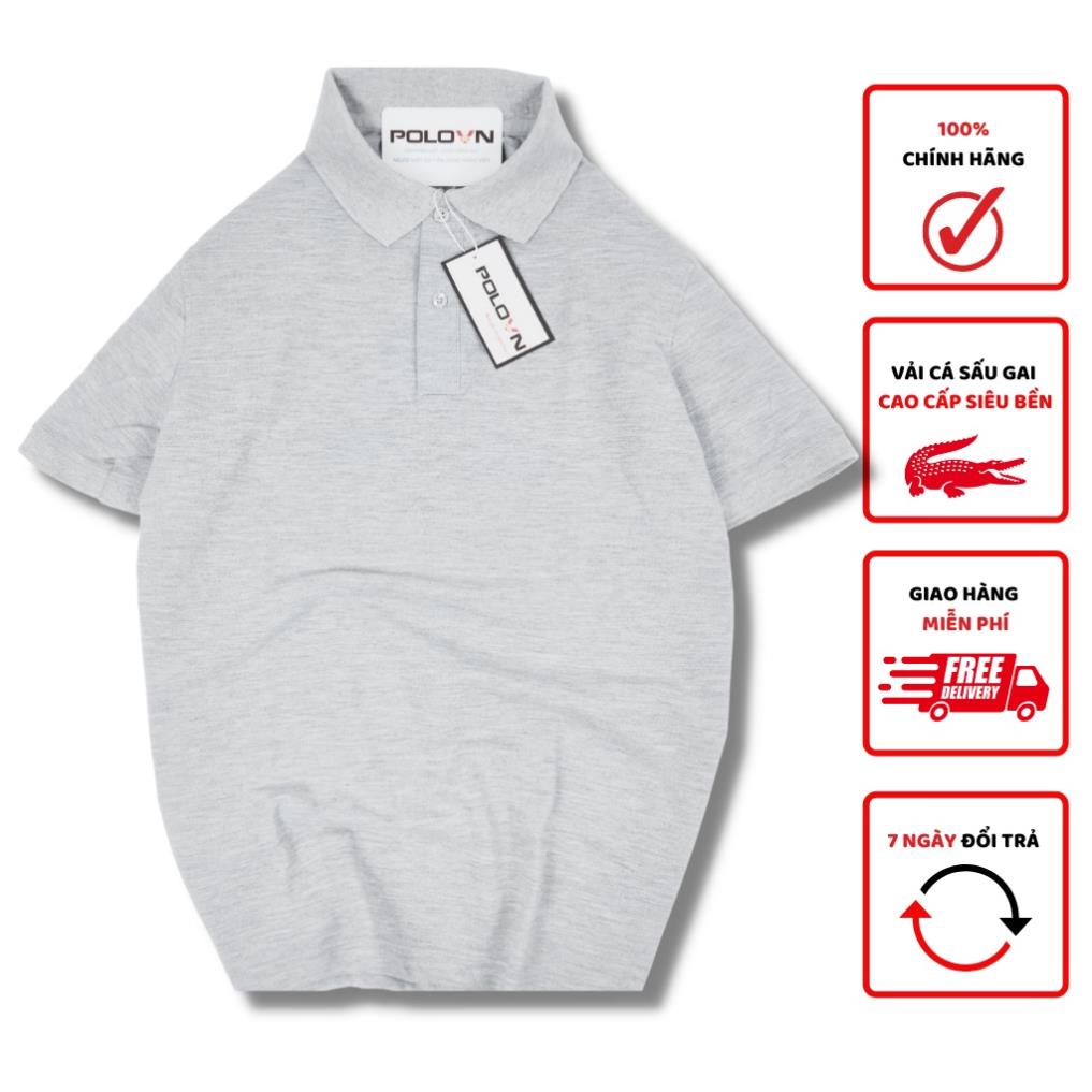 Áo thun Polo nam cổ bẻ Basic màu Xám Trắng , vải cá sấu - không ra màu, co giãn thoải mái, form regular fit *