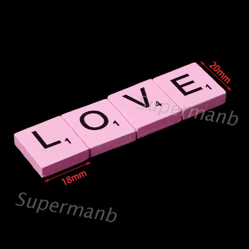 100Pcs Wooden Colourful Tiles Mix Letters Varnished Alphabet