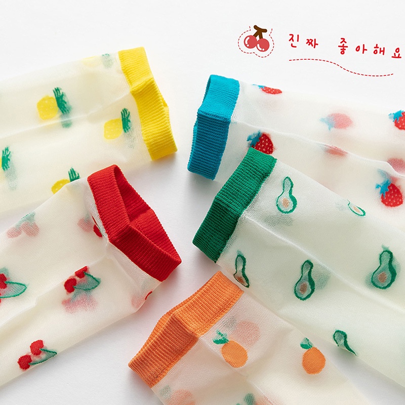 1 Đôi Tất Cotton Thoáng Khí In Hình Trái Cây Thời Trang Hàn Quốc Cho Bé 1-8 Tuổi