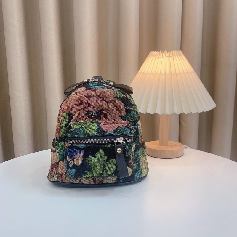 Balo mini vải chống nước hoạ tiết lá mùa hè siêu đẹp