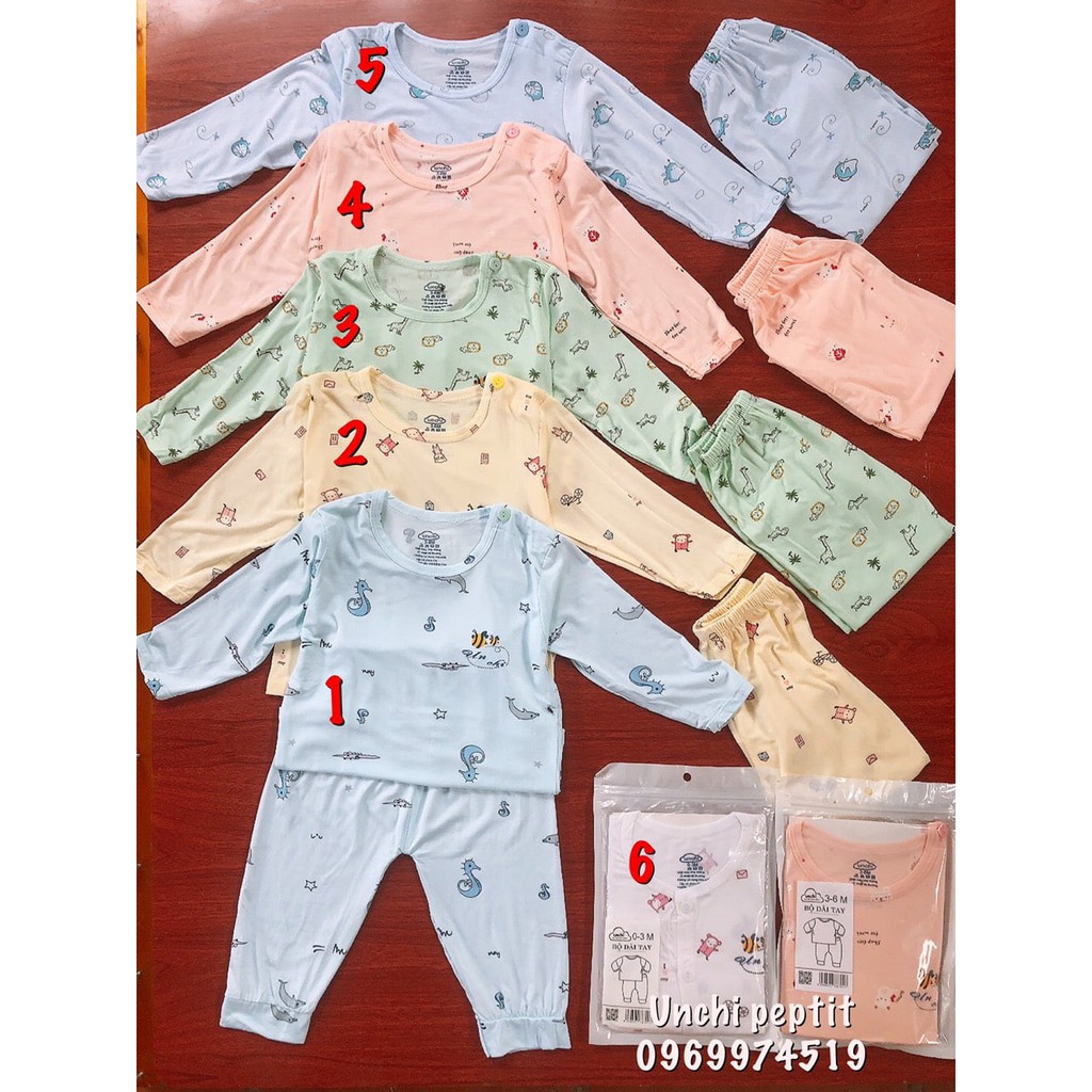 Bộ Quần Áo Bé Gái, Bé Trai Minky Mom Vải Thun Lạnh Cổ Trụ 2 cúc, Bộ Dài Tay Cho Bé Mặc Thu Đông từ 5-18kg