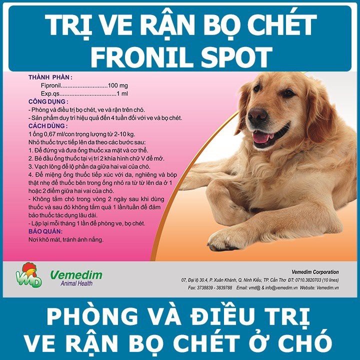 Ống Nhỏ Gáy Fronil Spot Phòng Và Điều Tr.ị Ve Rận, Bọ Chét Cho Chó Mèo Ống 0.67ml