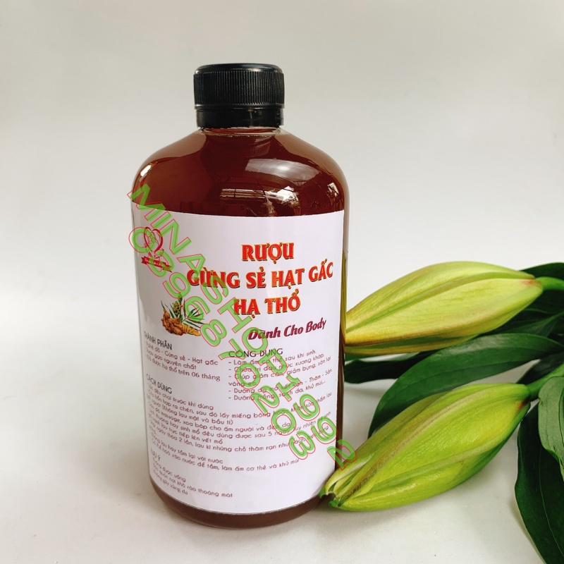 [Loại không vàng da] R ƯỢU GỪNG HẠT GẤC HẠ THỔ  500ML – Dành cho phụ nữ đi làm sớm, thành phần không chứa nghệ