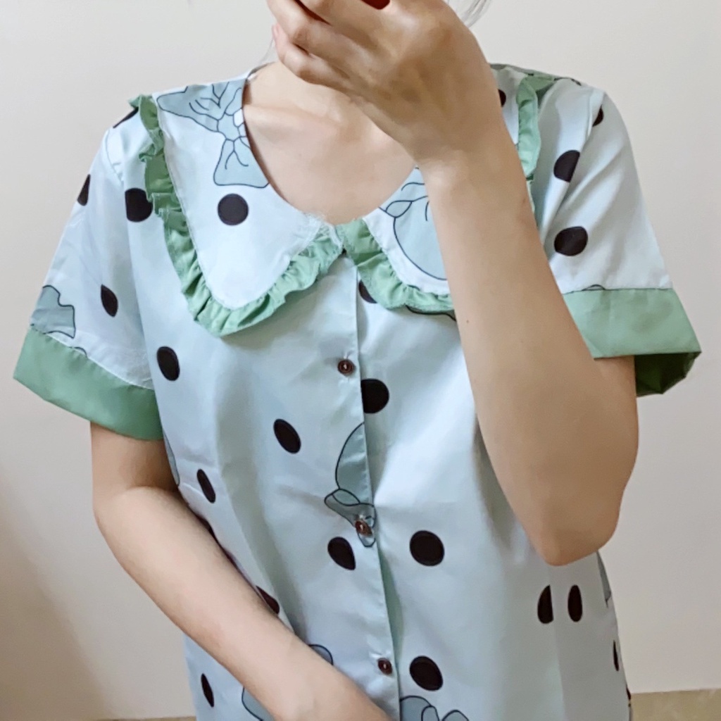 Đồ bộ pijama lửng ảnh thật chất Kate thô hoạ tiết siêu xinh