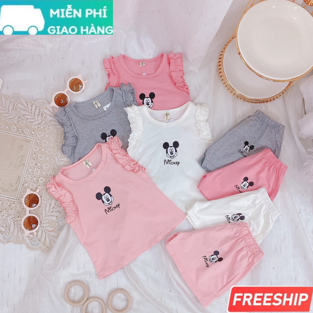 Bộ ba lỗ cho bé, bộ sát nách bé gái, bộ cho bé gái chất cotton mềm mát