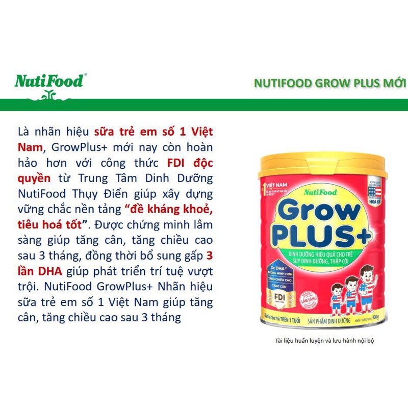 Sữa grow plus đỏ FDI mẫu mới Nutifood 900g