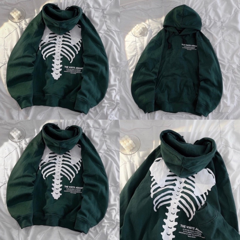 Áo Hoodie Oversize Hình Bộ Xương,Áo Nỉ Tay Dài Có Mũ Unisex Freesize Ulzzang Hot