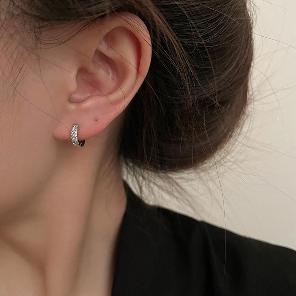 Bông Tai Hình Tròn Lớn Đính Đá Zircon Sang Trọng Thời Trang Mùa Đông Cho Nữ