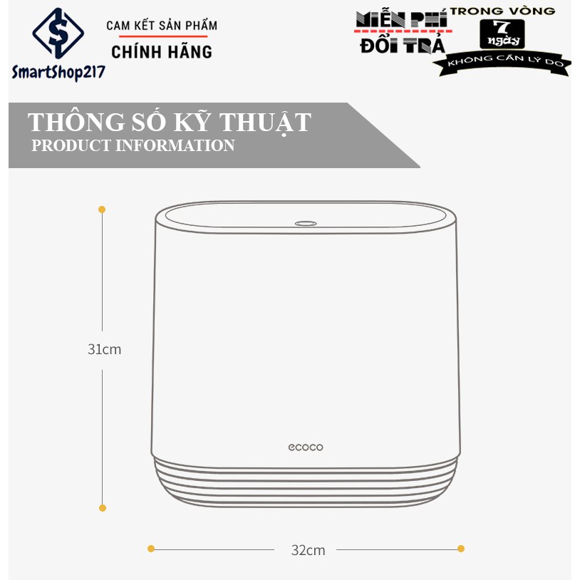 Thùng Rác Cao Cấp - Thương Hiệu Nhật Bản Ecoco (Phiên Bản Dày Dặn Chắc Chắn)