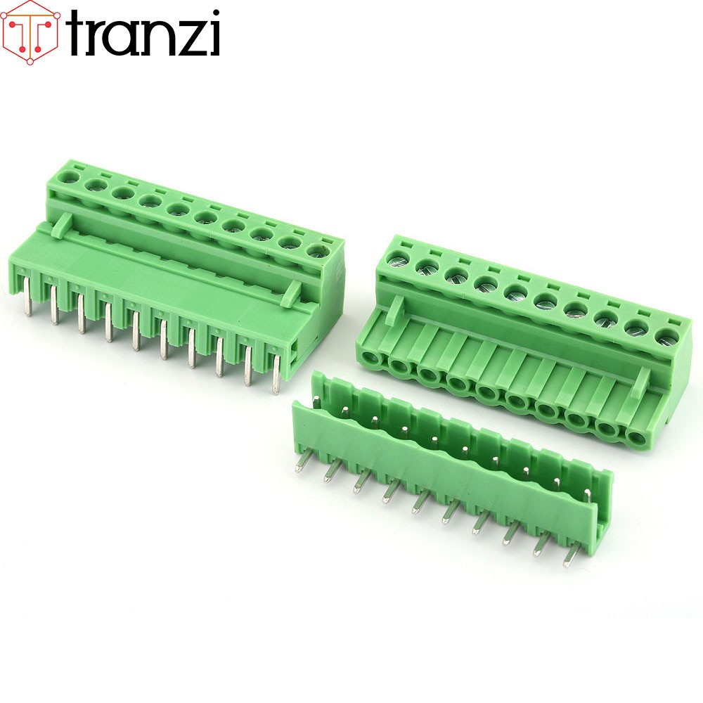 Cầu đấu 5.08mm 2EDG5.08 10P bộ đực cái chân cắm cong xanh - túi 1 bộ đực cái