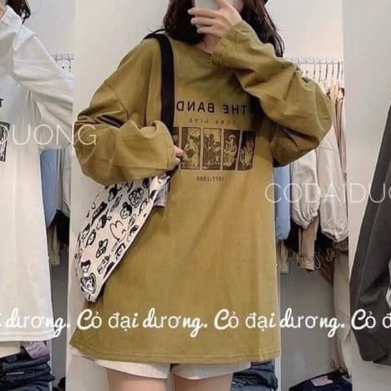 [RẺ VÔ ĐỊCH] Áo thun THU ĐÔNG form thụng in chữ THE BAND dài tay cổ tròn unisex (kèm ảnh thật ở cuối)