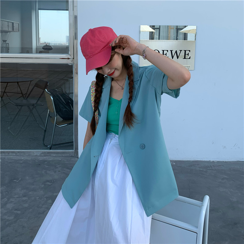 Áo Khoác Blazer Tay Ngắn Dáng Rộng Phong Cách Anh Quốc Thanh Lịch Thời Trang Dành Cho Nữ | BigBuy360 - bigbuy360.vn