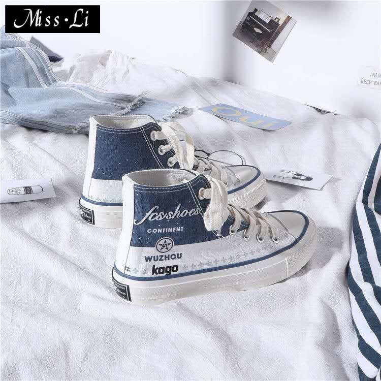 Giày Thể Thao Canvas Cổ Cao Phong Cách Hàn Quốc Thời Trang Mùa Hè Mới Cho Nữ
