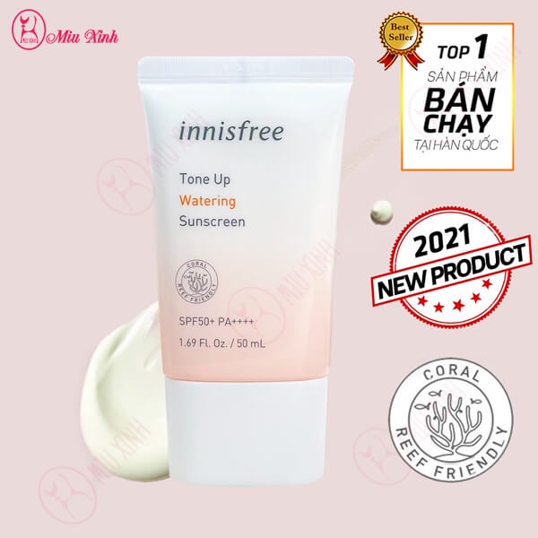 KEM CHỐNG NẮNG CHO DA KHÔ [Innisfree] Tone up Watering Sunscreen SPF 50+ PA++++