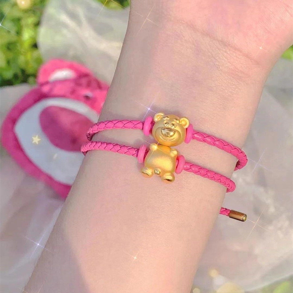 Vòng Tay Bạc 925 Hình Gấu Dâu Tây Disney Không Phai Màu RMVC