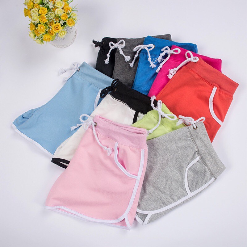 Quần đùi nữ mặc nhà viền trắng chất cotton thoáng mát cạp chun cao - May22 | BigBuy360 - bigbuy360.vn
